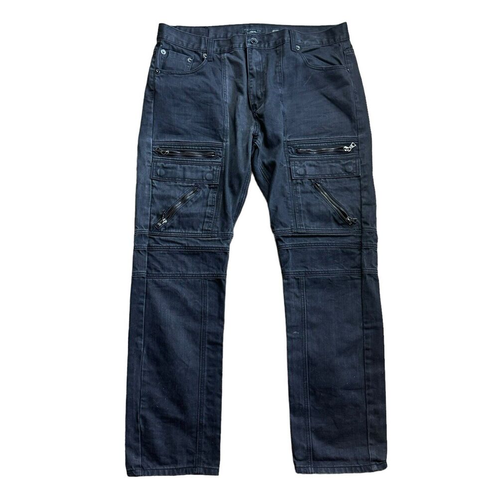 Decibel Jeans Mens 42 x 32 Cargo Pockets Black Denim Pants